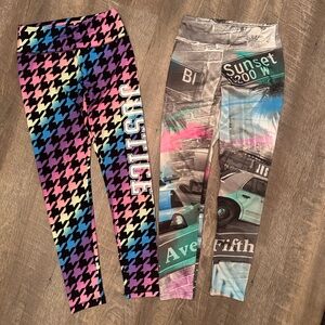 Justice Gray and Teal Graphic Leggings